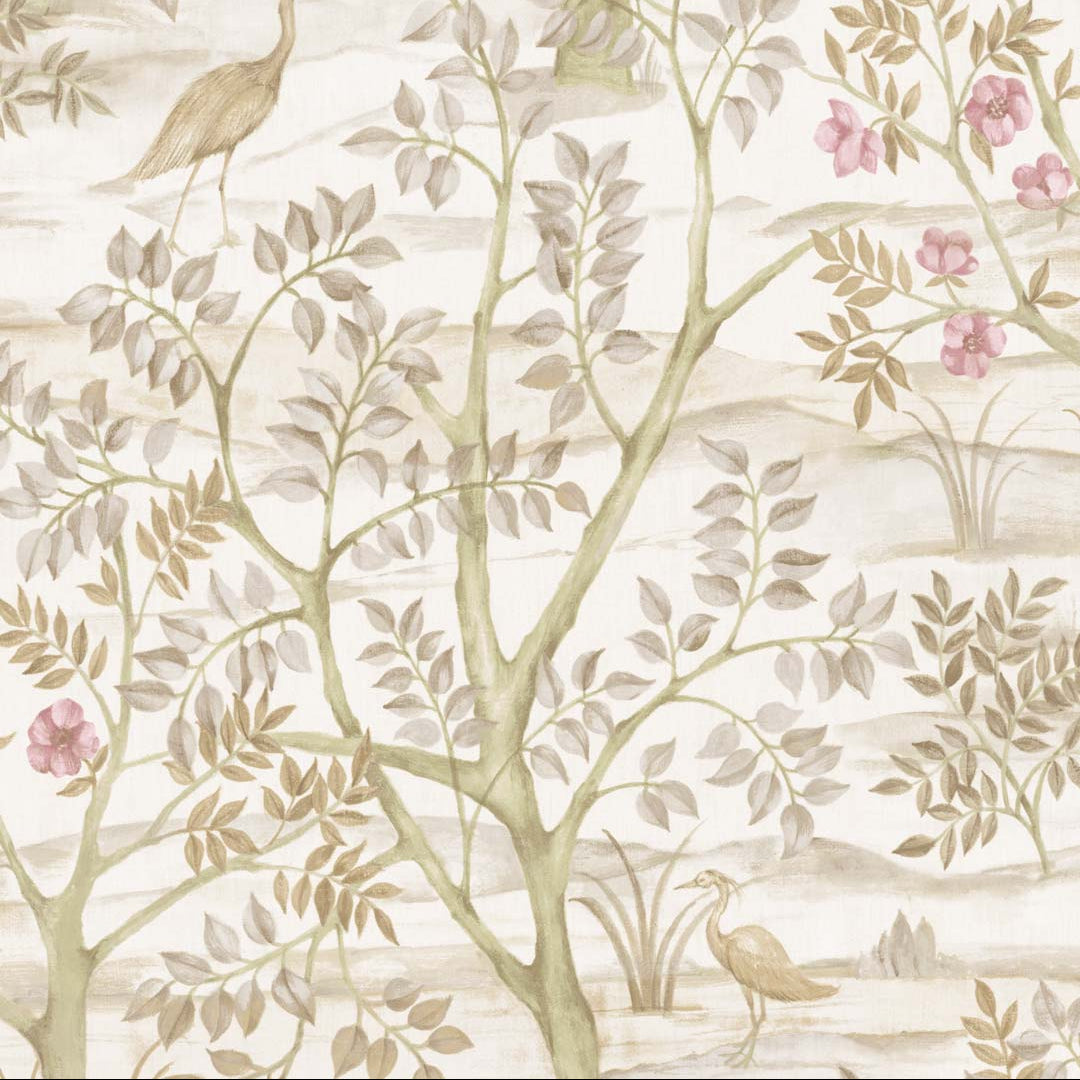 Carta da parati "Foresta aironi rosa" a metraggio o rotolo