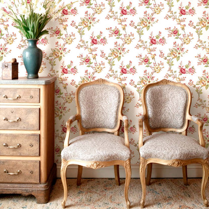 Carta da parati "Intreccio fiorito rosa" a metraggio o rotolo