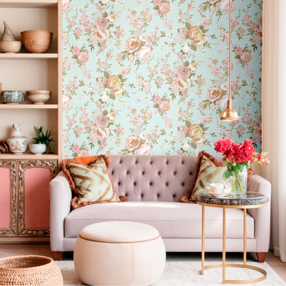 Carta da parati "Peonie azzurre" a metraggio o rotolo