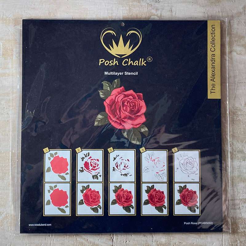 Posh Chalk Multilayer Stencil "Posh Rose" 30x24cm WoodUbend