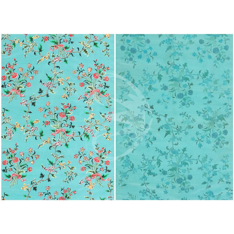 Carta da Découpage "Turquoise Floral" in Carta di Riso Posh chalk 60x84cm