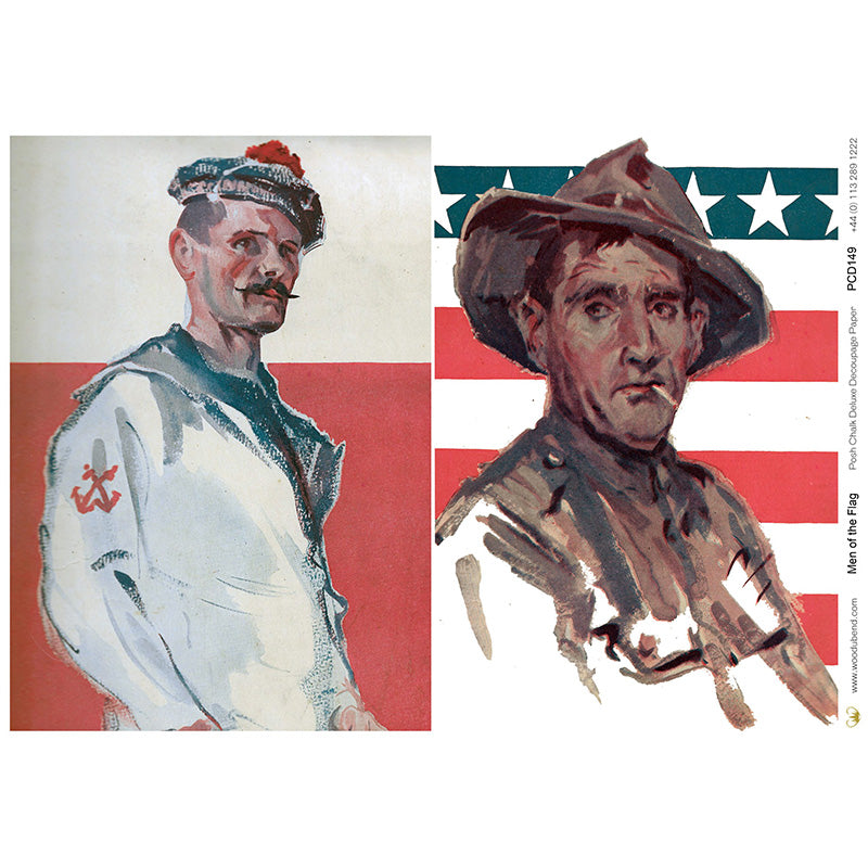 Carta da Découpage "Men of the Flag" in Carta di Riso Posh chalk 58x81cm