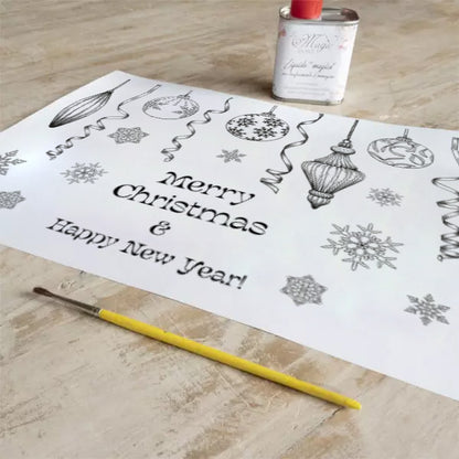 Stampa Trasferibile "NATALE, Palline in Bianco e Nero" 28x40 cm