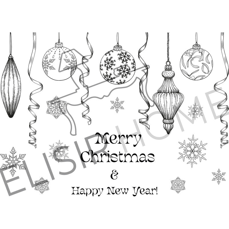 Stampa Trasferibile "NATALE, Palline in Bianco e Nero" 28x40 cm