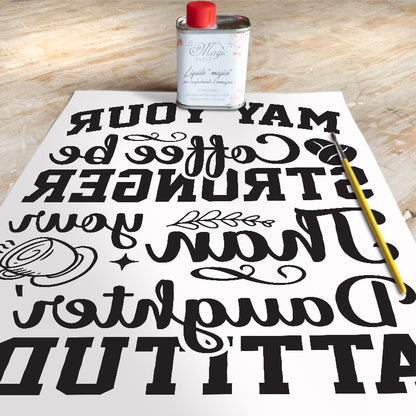 Stampa Trasferibile “SCRIPT, COFFEE” 28×40 cm
