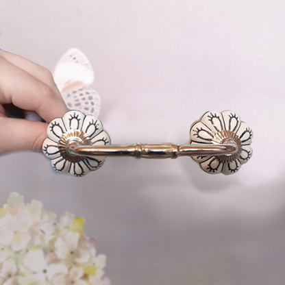 Maniglia in ferro e ceramica “Double Flower"