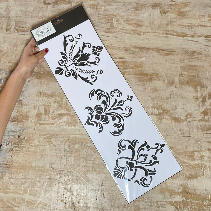 Stencil “Tris Orchid”, Magic Paint, riutilizzabile, 55x19 cm