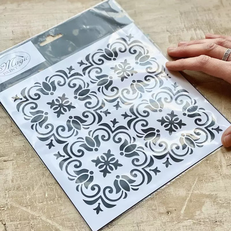 Stencil "Villa Cementina", Magic Paint, riutilizzabile, 20x20 cm