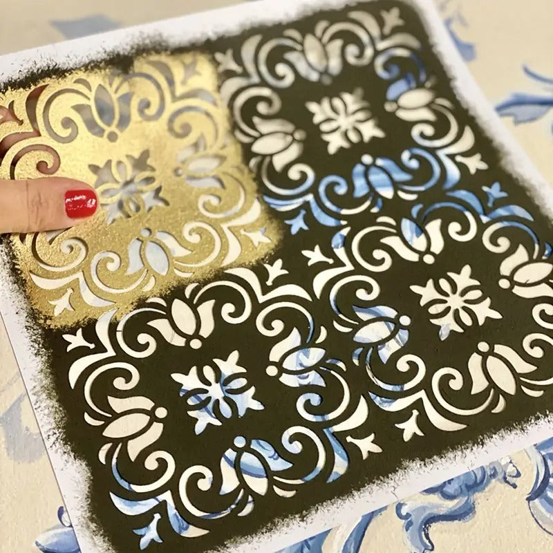 Stencil "Villa Cementina", Magic Paint, riutilizzabile, 20x20 cm