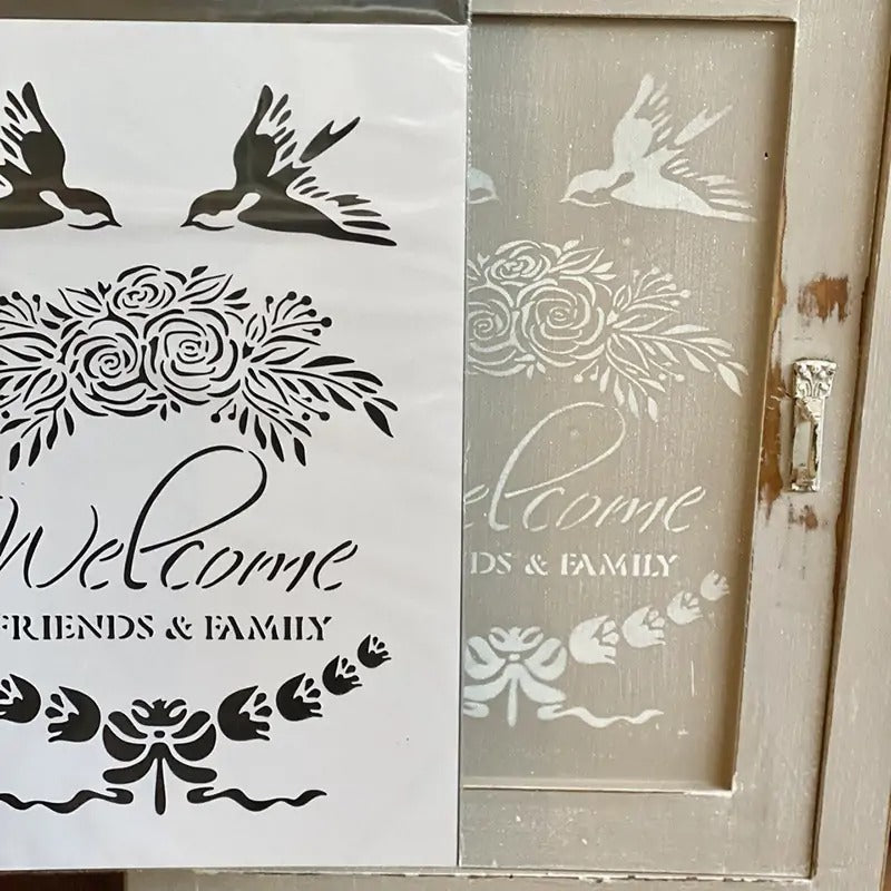 Stencil "Welcome", Magic Paint, riutilizzabile, 30x42 cm