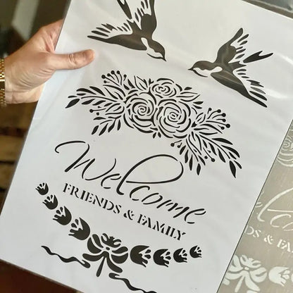 Stencil "Welcome", Magic Paint, riutilizzabile, 30x42 cm