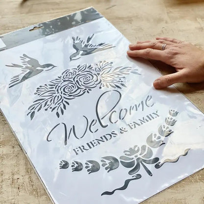 Stencil "Welcome", Magic Paint, riutilizzabile, 30x42 cm