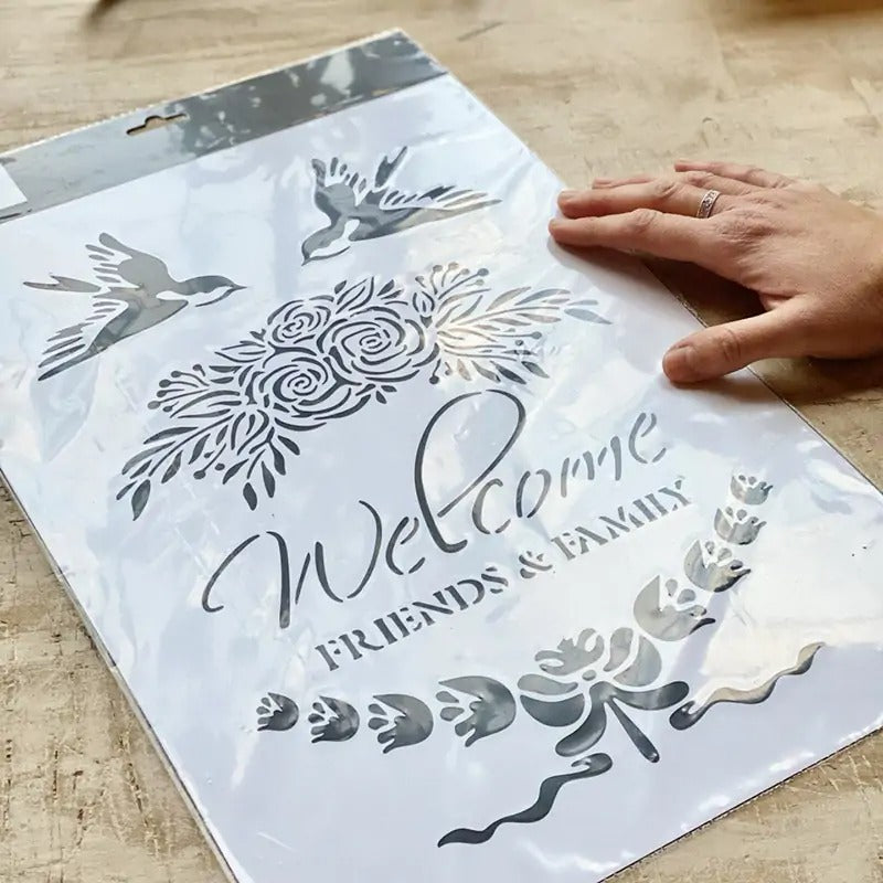 Stencil "Welcome", Magic Paint, riutilizzabile, 30x42 cm