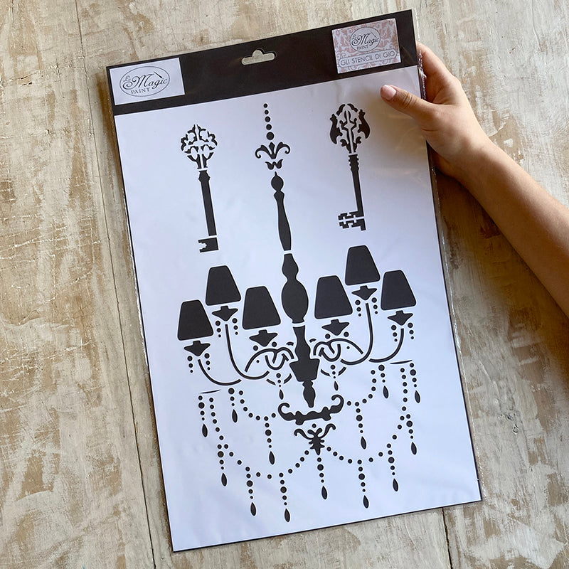 Stencil "Chandelier", Magic Paint, riutilizzabile, 30x42 cm