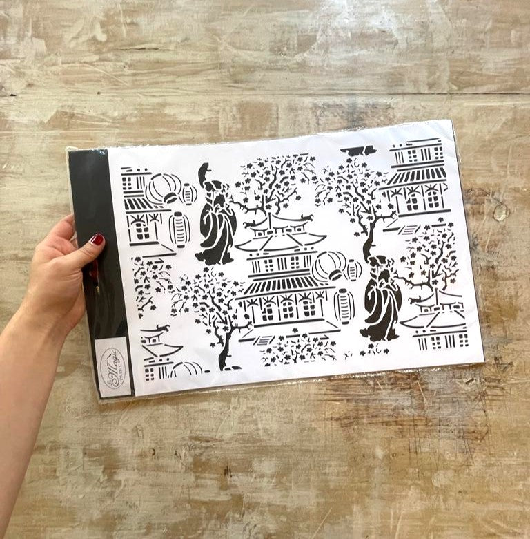 Stencil "Chinoiserie", Magic Paint, riutilizzabile, 30x42 cm