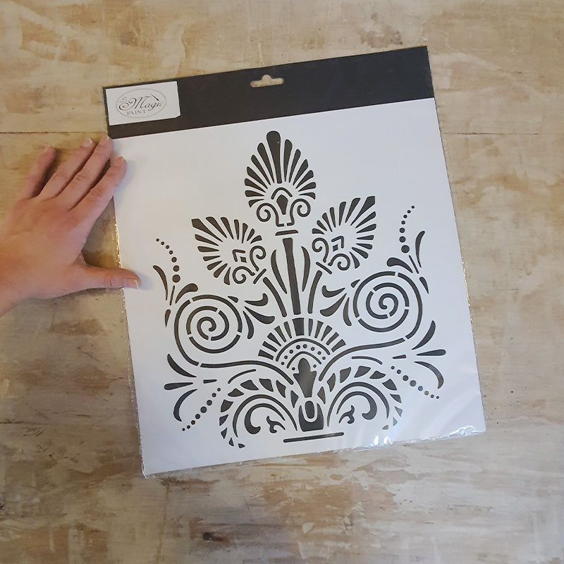 Stencil "Giglio Moderno" Magic Paint, riutilizzabile 32x32 cm