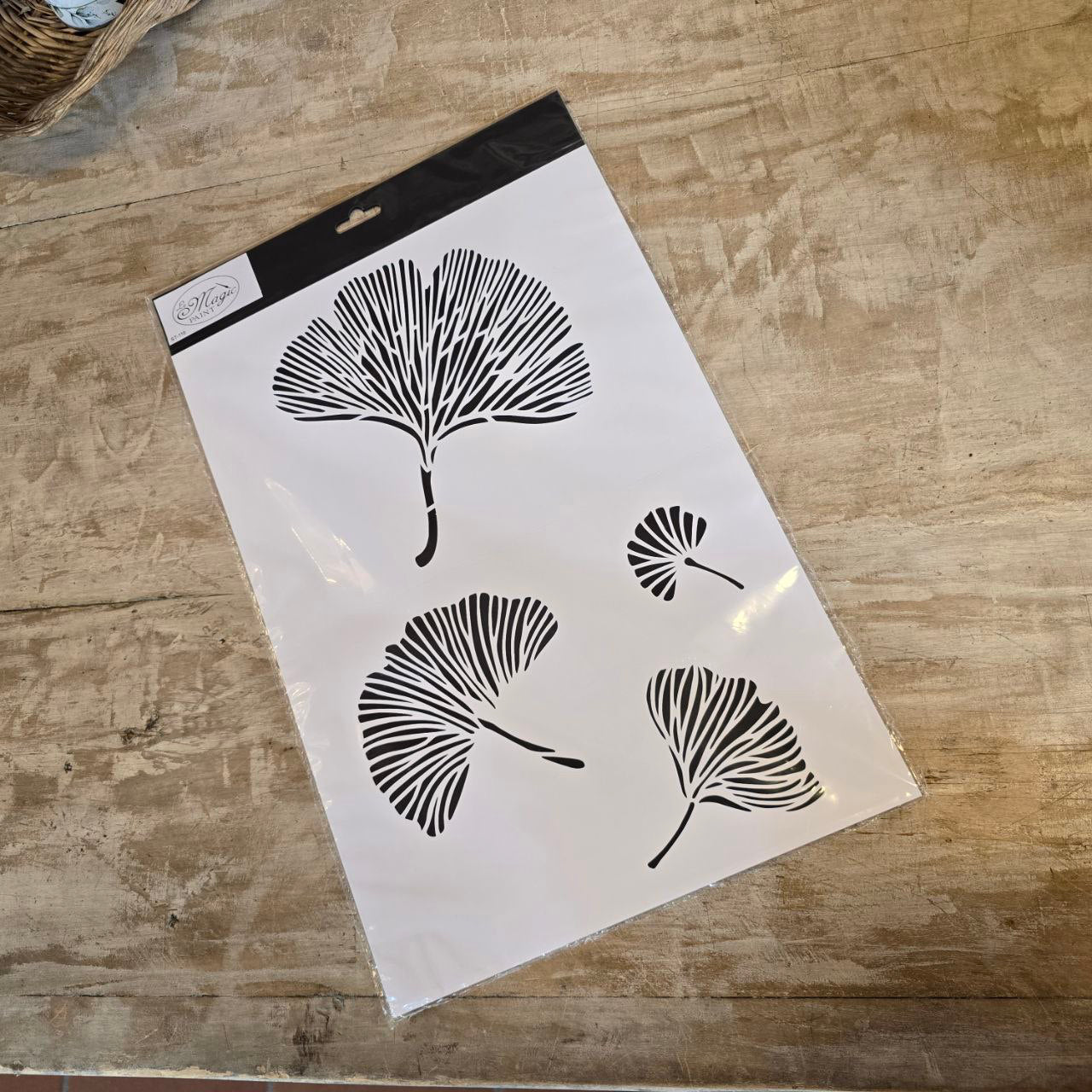 Stencil “Ginkgo Biloba”, Magic Paint, riutilizzabile, 30×42 cm
