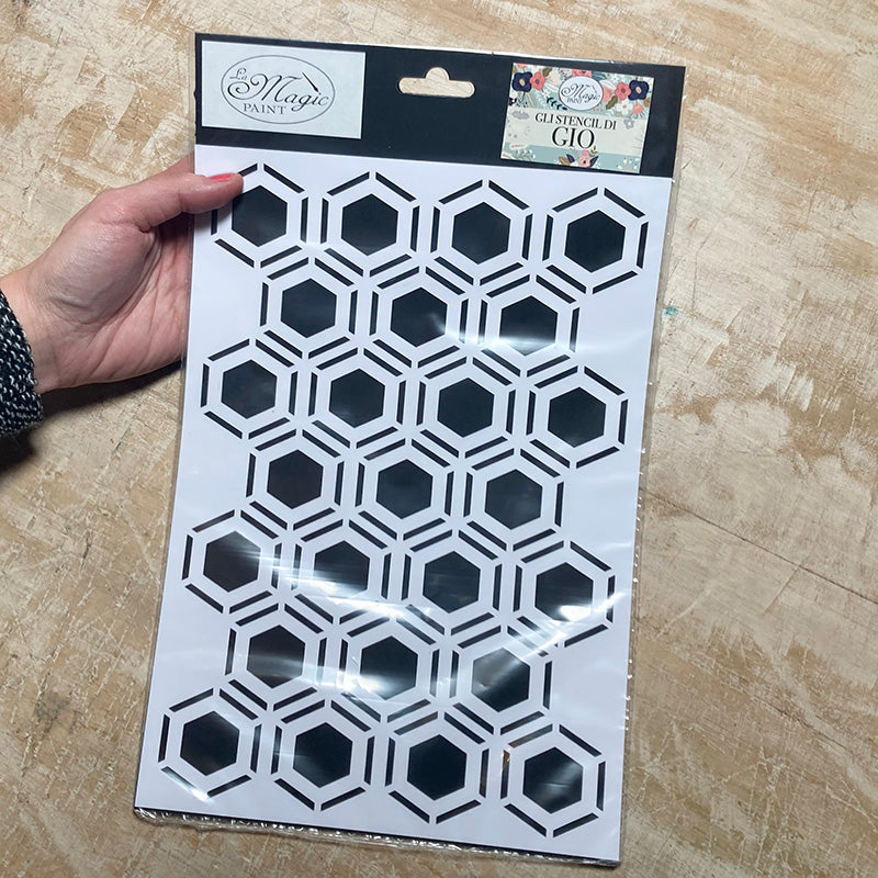Stencil “Alveare”, Magic Paint, riutilizzabile, 21×29.7 cm