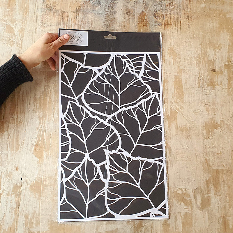 Stencil “Gold Leaves”, Magic Paint, riutilizzabile, 26x42 cm