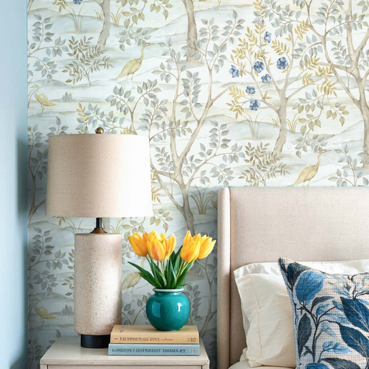 Tapete "Blauer Reiherwald" auf Meterware oder Rolle
