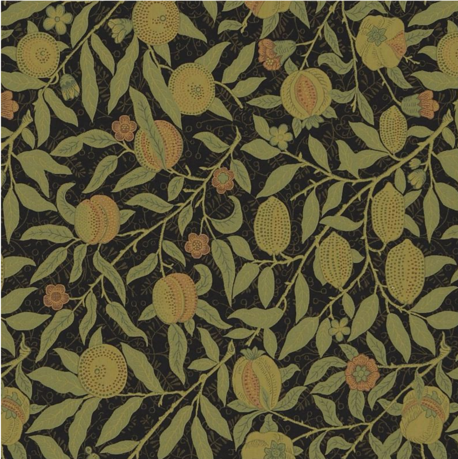 GEWEBE "FRUCHTGEFLECHT GRÜN/SCHWARZ" Morris & Co - Morris & Freunde