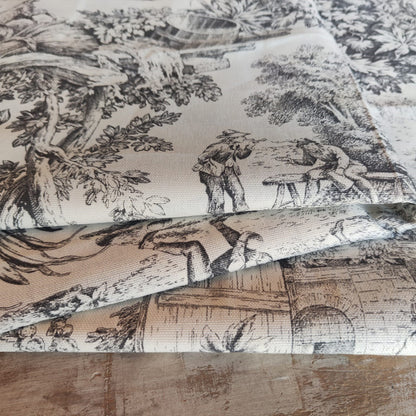 Tessuto in Cotone – Toile de Jouy – Antracite – al metro