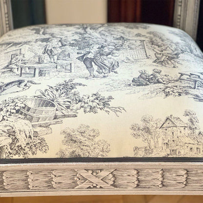 Tessuto in Cotone – Toile de Jouy – Antracite – al metro