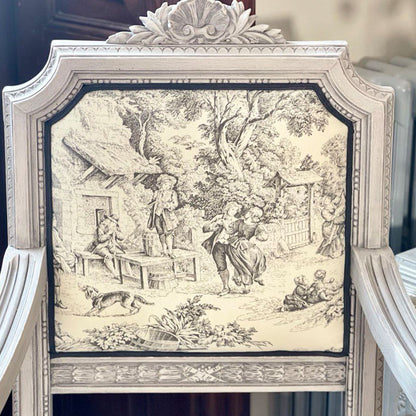 Tessuto in Cotone – Toile de Jouy – Antracite – al metro