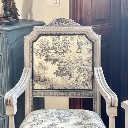 Tessuto in Cotone – Toile de Jouy – Antracite – al metro