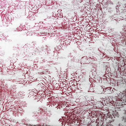 Tessuto in Cotone – Toile de Jouy – Rosso – al metro