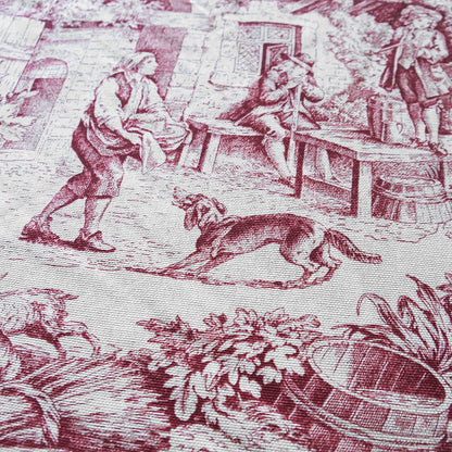 Tessuto in Cotone – Toile de Jouy – Rosso – al metro