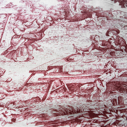 Tessuto in Cotone – Toile de Jouy – Rosso – al metro