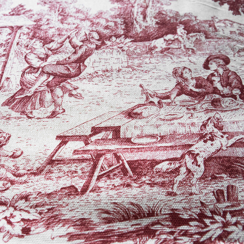 Tessuto in Cotone – Toile de Jouy – Rosso – al metro