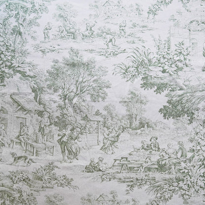 Tessuto in Cotone – Toile de Jouy – Verde – al metro