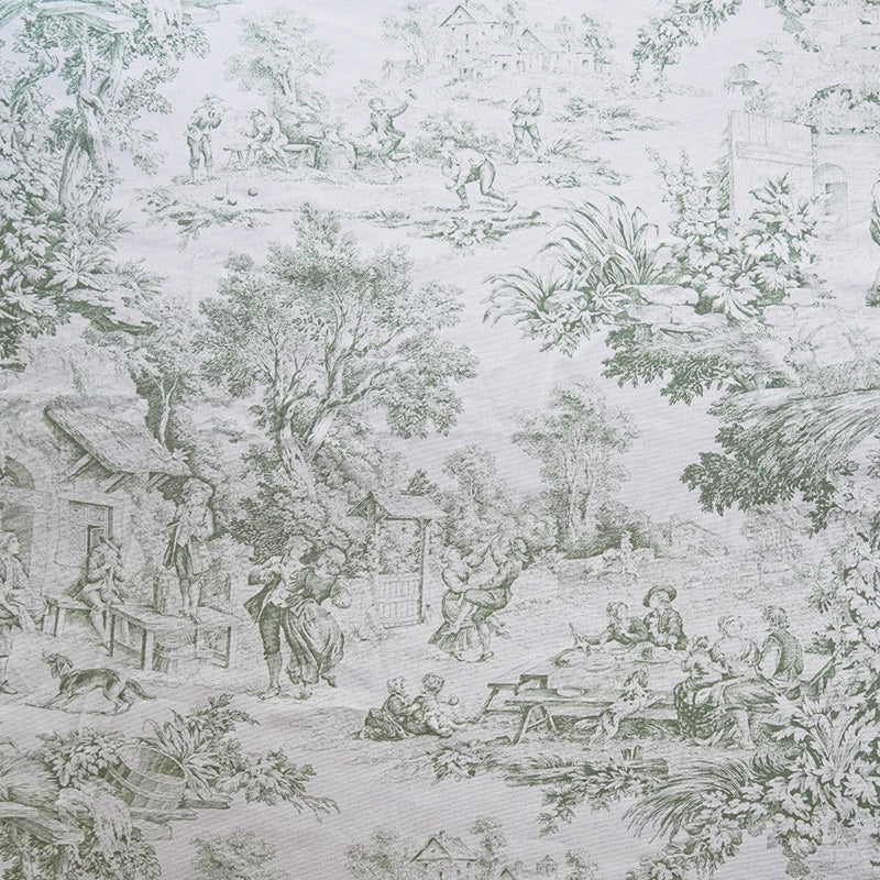 Tessuto in Cotone – Toile de Jouy – Verde – al metro