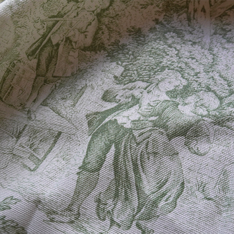Tessuto in Cotone – Toile de Jouy – Verde – al metro