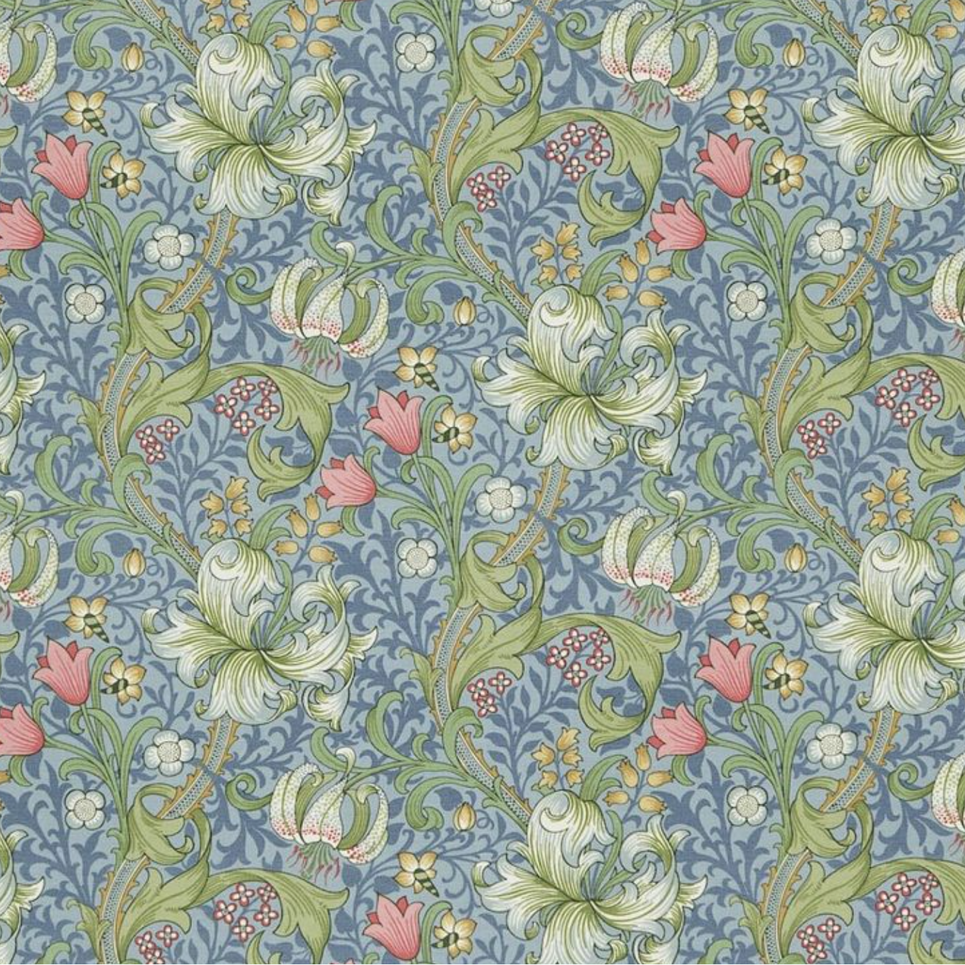 TELA "LIRIO DORADO AZUL" Morris & Co - Morris & Amigos