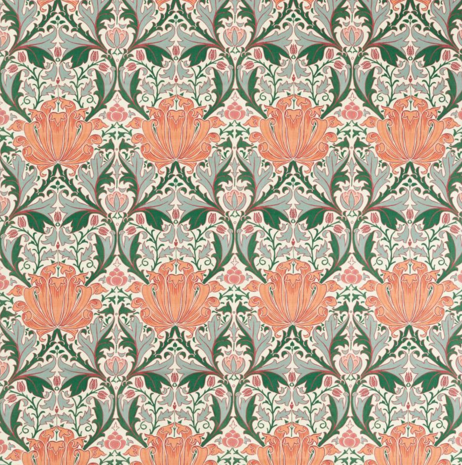 TELA "HELENA NARANJA" Morris & Co - Morris y Amigos