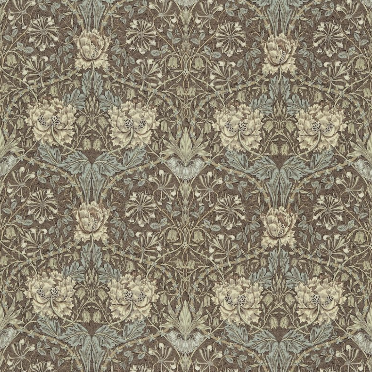 TELA "MADRESELVA Y TULIPÁN MARRÓN" Morris & Co - Morris & Amigos