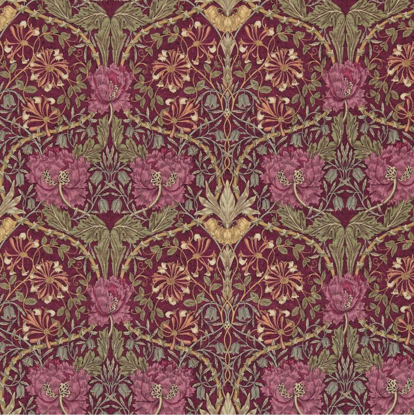 TELA "MADRESELVA Y TULIPÁN VIOLETA" Morris & Co - Morris & Amigos