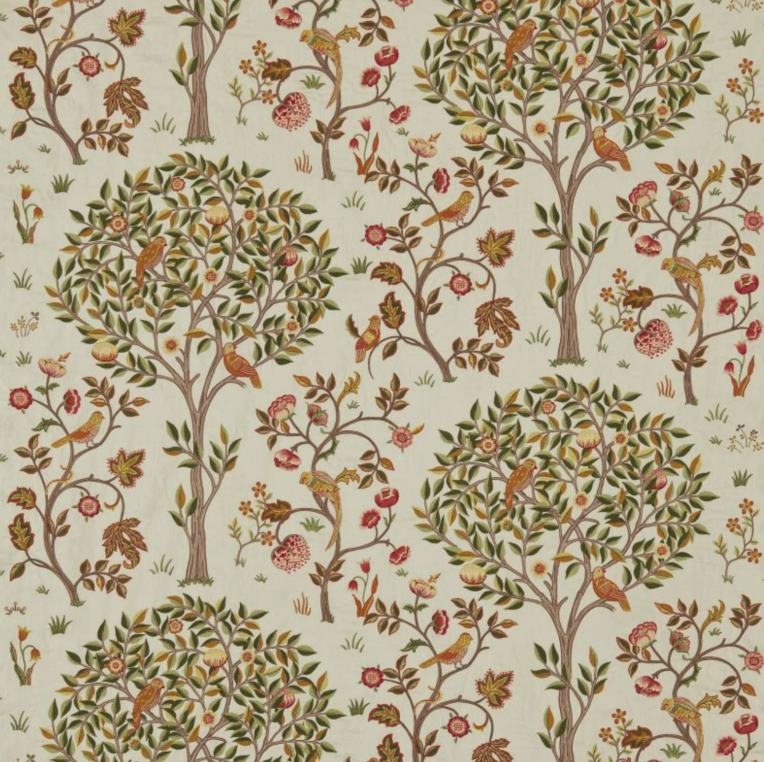 TELA "ÁRBOL KELMSCOTT NARANJA" Morris & Co - Morris & Amigos