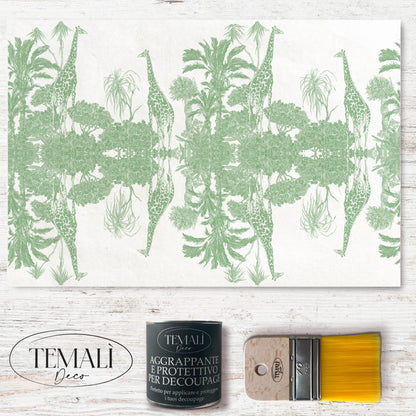 Dècoupage Toile de Jouy - Giraffe verdi