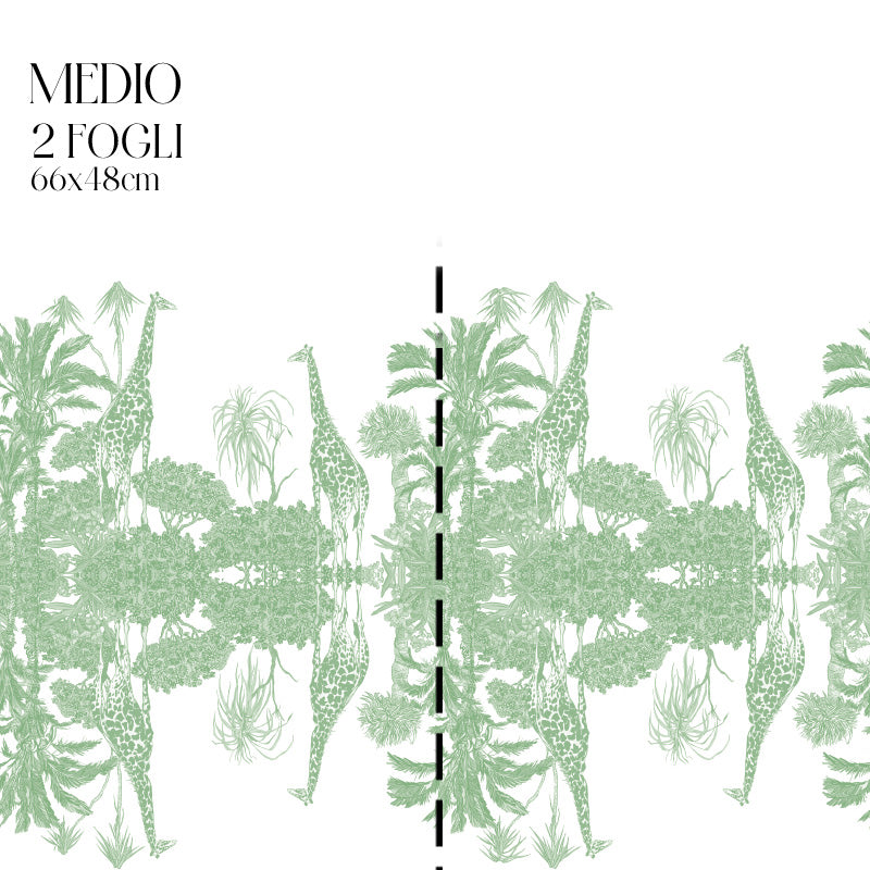 Dècoupage Toile de Jouy - Giraffe verdi