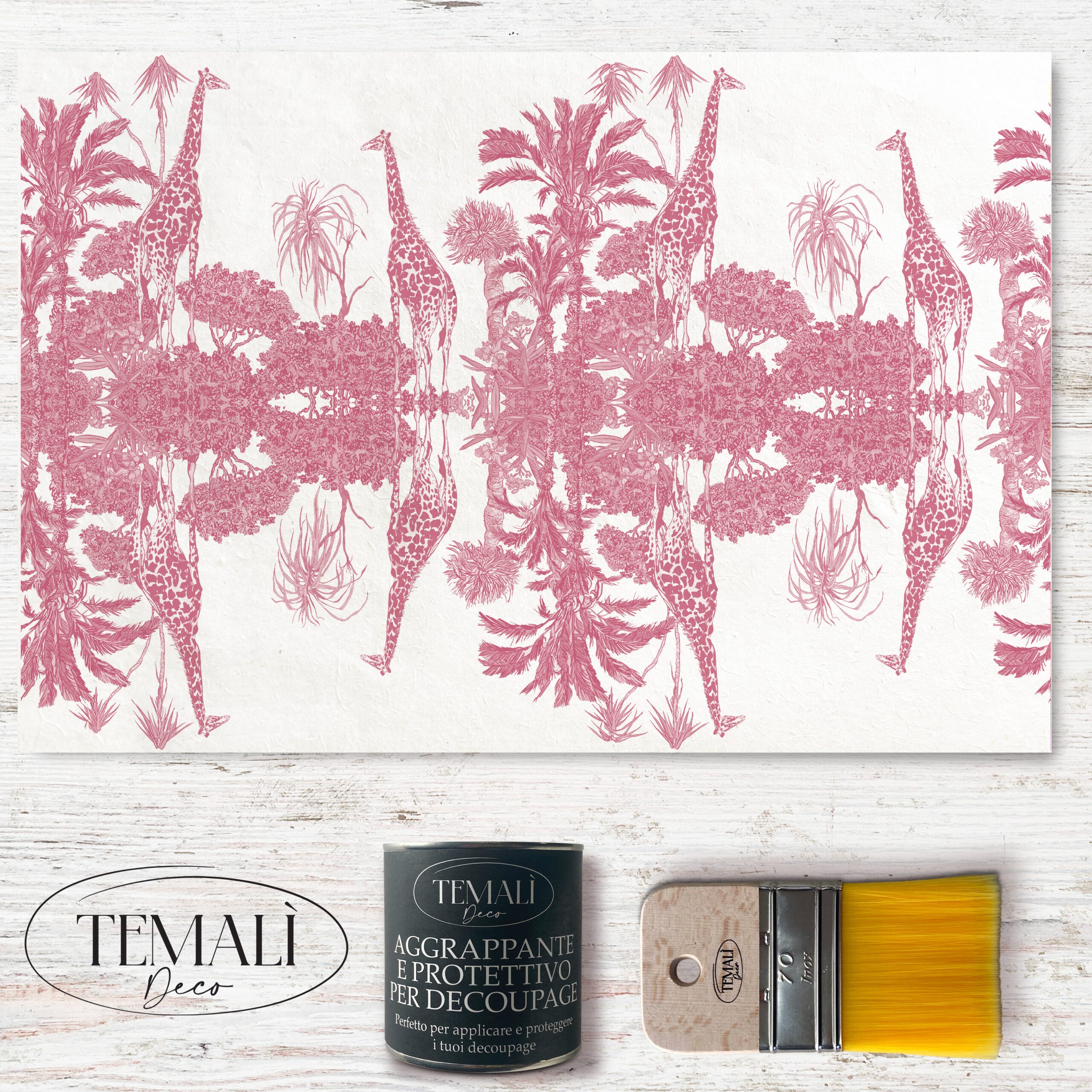 Dècoupage Toile de Jouy - Giraffe rosa