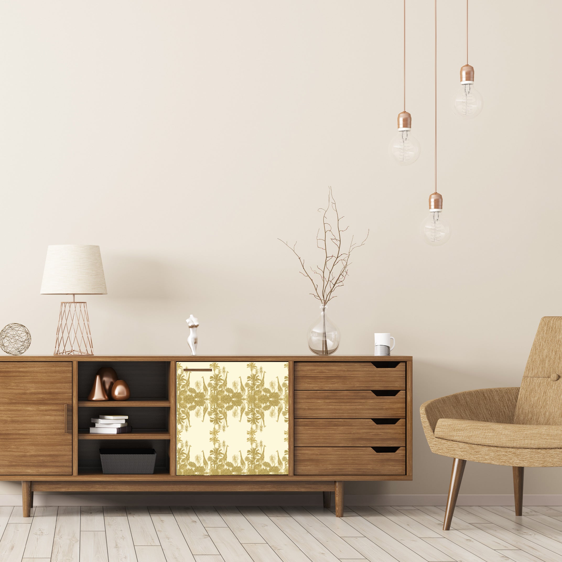 Dècoupage Toile de Jouy - Giraffe ocra