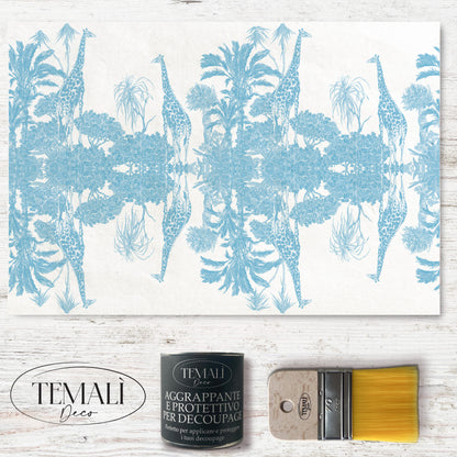 Dècoupage Toile de Jouy - Giraffe azzurre