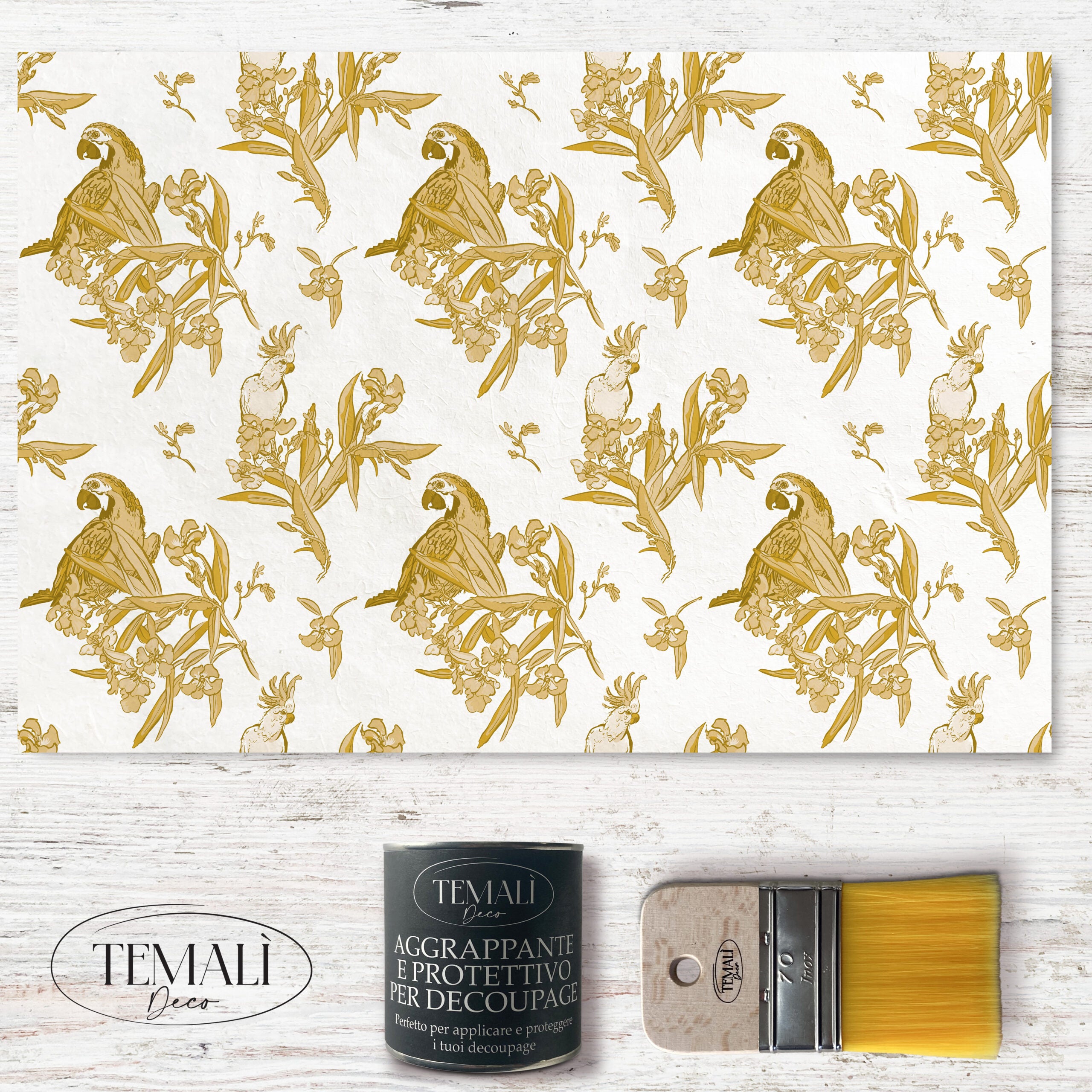 Dècoupage Toile de Jouy - Pappagalli Ocra