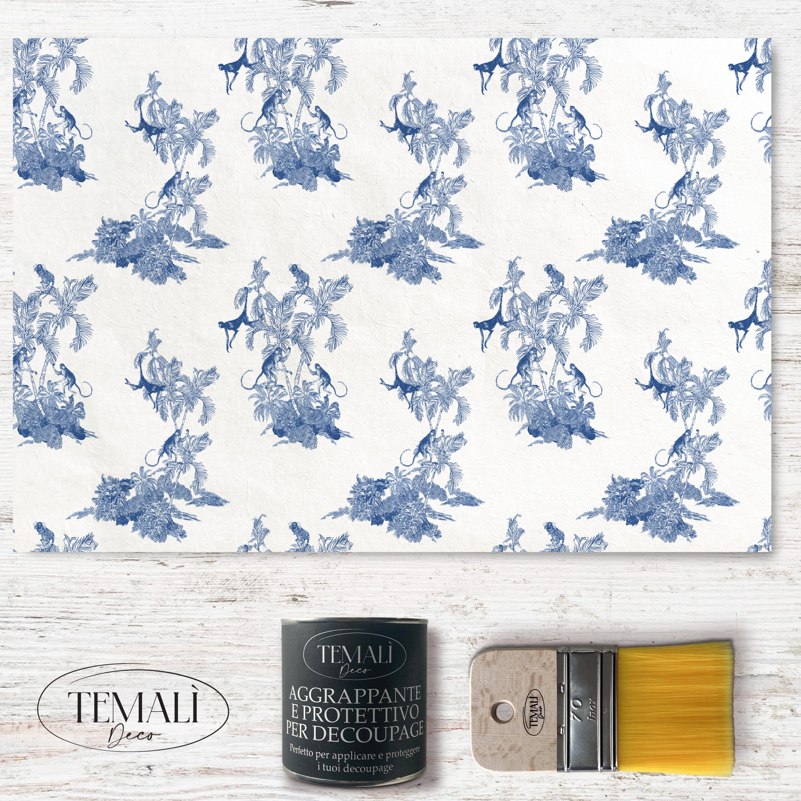 Dècoupage Toile de Jouy - Scimmie Blu