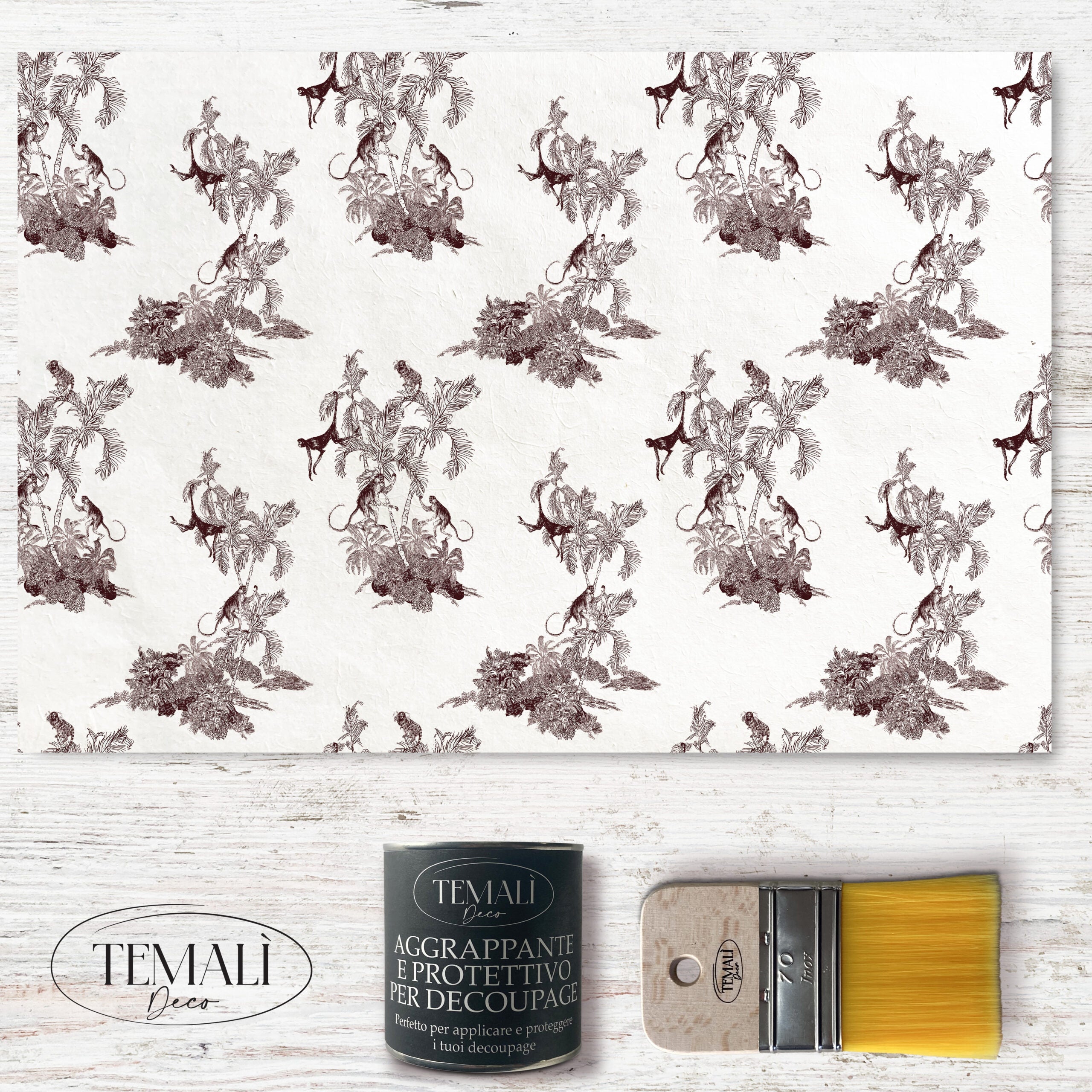 Dècoupage Toile de Jouy - Scimmie marroni