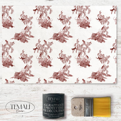 Dècoupage Toile de Jouy - Scimmie rosse